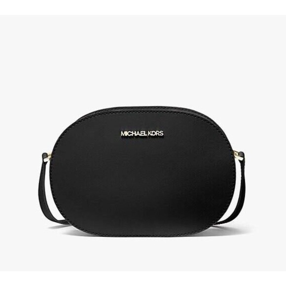 New Michael Kors Jet Set Travel Medium Saffiano Leather Crossbody Bag Black - Picture 1 of 3